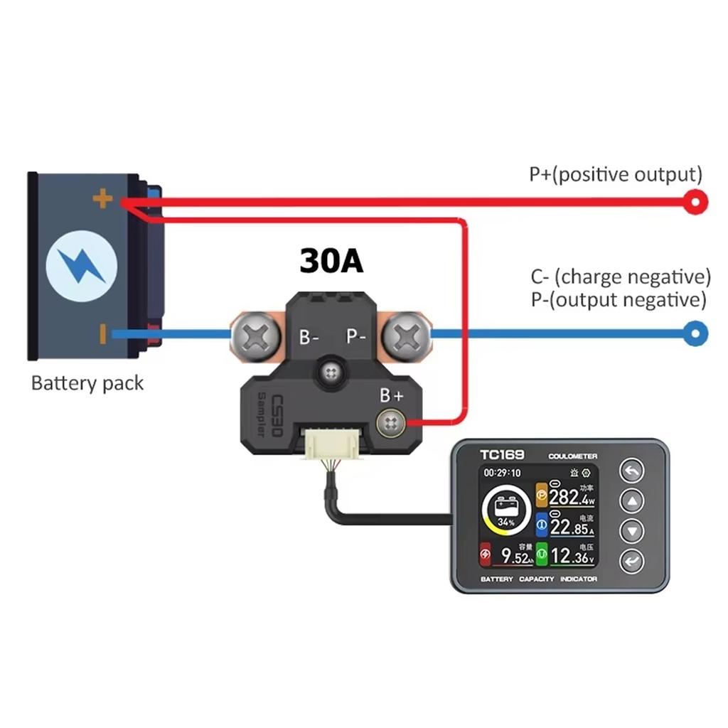 Battery Capacity Tester With Percentage And Remaining Time Display Coulomb Counter For 6V To 60V Applications