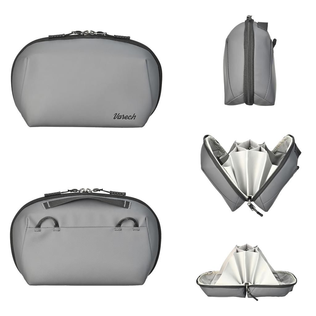 Hakuba Varech Gadget Pouch M180 Inner Case Water-Resistant Gray 180° Opening Lightweight with Shoulder Strap and Handle PC Accessories Small Items