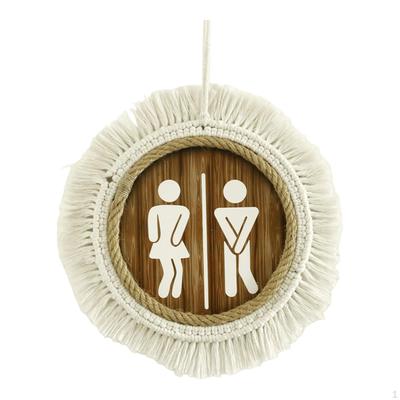 Unisex Restroom Door Sign,Wooden Bathroom Sign Easy To Hang Plaque Women Men Toilet Wall Decor for