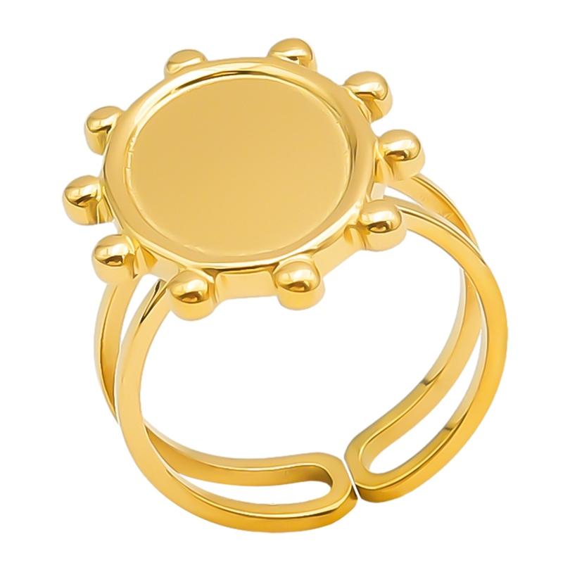 5pcs Retro Stainless Steel Gold Plated Ring Irregular Geometry Bow Ellipse Water Droplet Rings Diy Stone Drill Jewelry No Fading