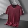 Herren Kurzarm-T-Shirt mit V-Ausschnitt, einfarbiges T-Shirt, eng anliegendes Basisshirt