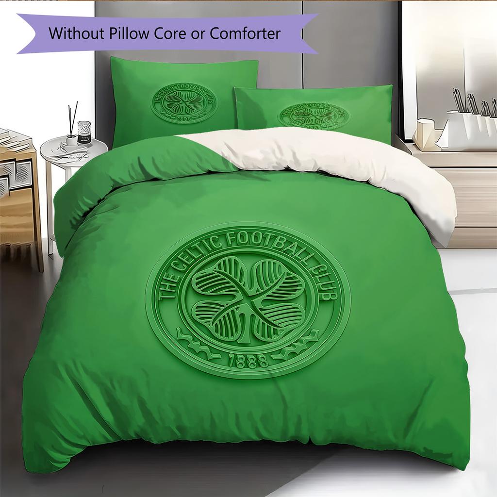 Celtic Football Club Muster Bettwäsche Steppdecke Set Heimdekoration Geschenk (1 Bettbezug + 2 Kissenbezüge (ohne Füllung)).xwn