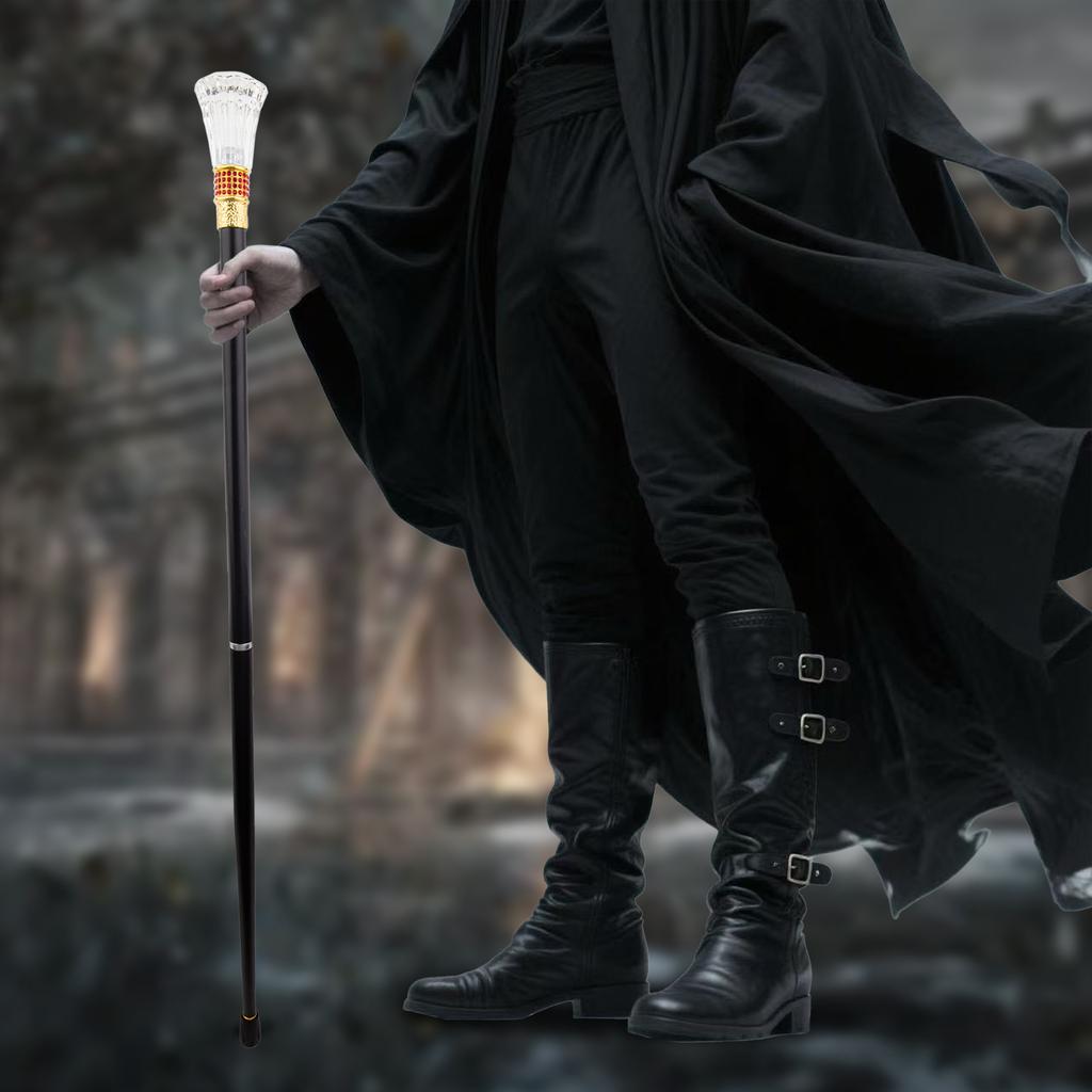 Průhledná skleněná koule Zlatá červená slitina Pohádkové hůlky pro dívky Princezna Vycházková hůl Hůlka Cosplay Svatba Narozeninová oslava 92cm