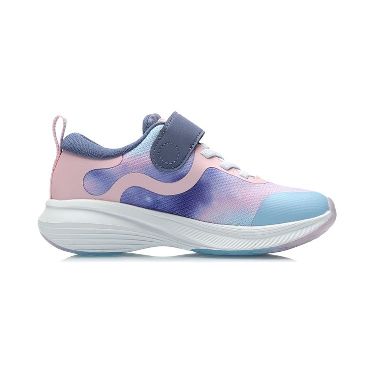 Li Ning Kids Soft Comfortable Sports Non-Slip Shock Absorbing Wear-Resistant Breathable Low-Top Running Shoes Kids sneaker Pink Blue YKNR054-2