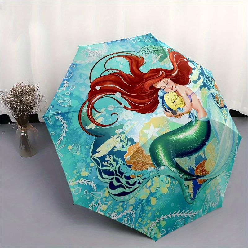 Mermaid,SeaShell Automatic Opening and Closing Umbrella - 8-rib Folding Design, Lightweight and Portable, Suitable for Daily Business Use, P