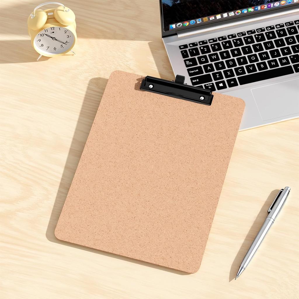 2 Pack Wood Clipboards with Pen Holder, 9 x 12.5'' Letter Size for Classroom, Students, Kid, 8.5 x 11'' Hardboard Clip Board with Low Profile Black