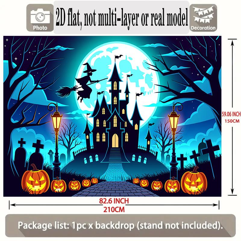 Party Backdrop Halloween Castle Flat Banners Scary Pumpkin Patch Ghostly Night Event Backdrop Decoration Front Door Decor