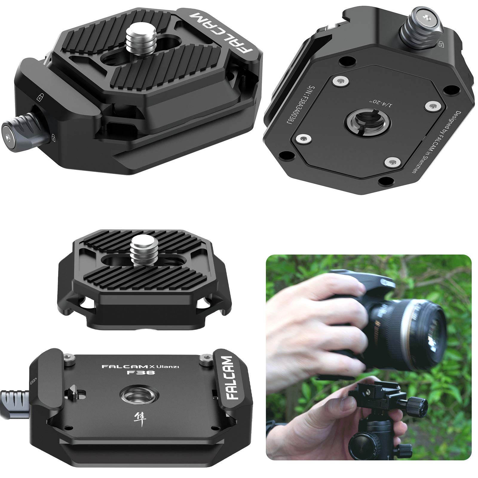 

Ulanzi Quick Shoe Quick Release Compatible 38mm Standard with Screw to Screw Standard Quick Release Tripod Reinforced for Nikon and Moza Stabilizers