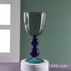 Stained glass goblet contrast color mix and match red wine glass