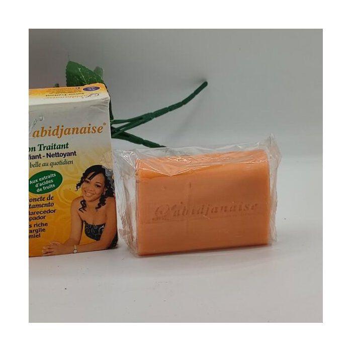 Savon Traitant Clarifiant L’ABIDJANAISE – Nettoyant Aux Extraits d’Acides De Fruits | Éclaircissant & Purifiant | Banane Jaune
