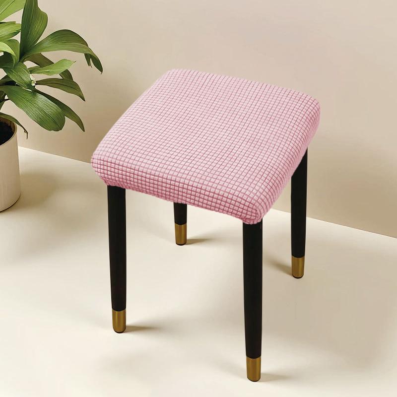 Jacquard Square Stool Covers Elastic Dust-proof and Anti-slip Stretch Chair Cover Solid Color Geometric Pattern Seat Cover