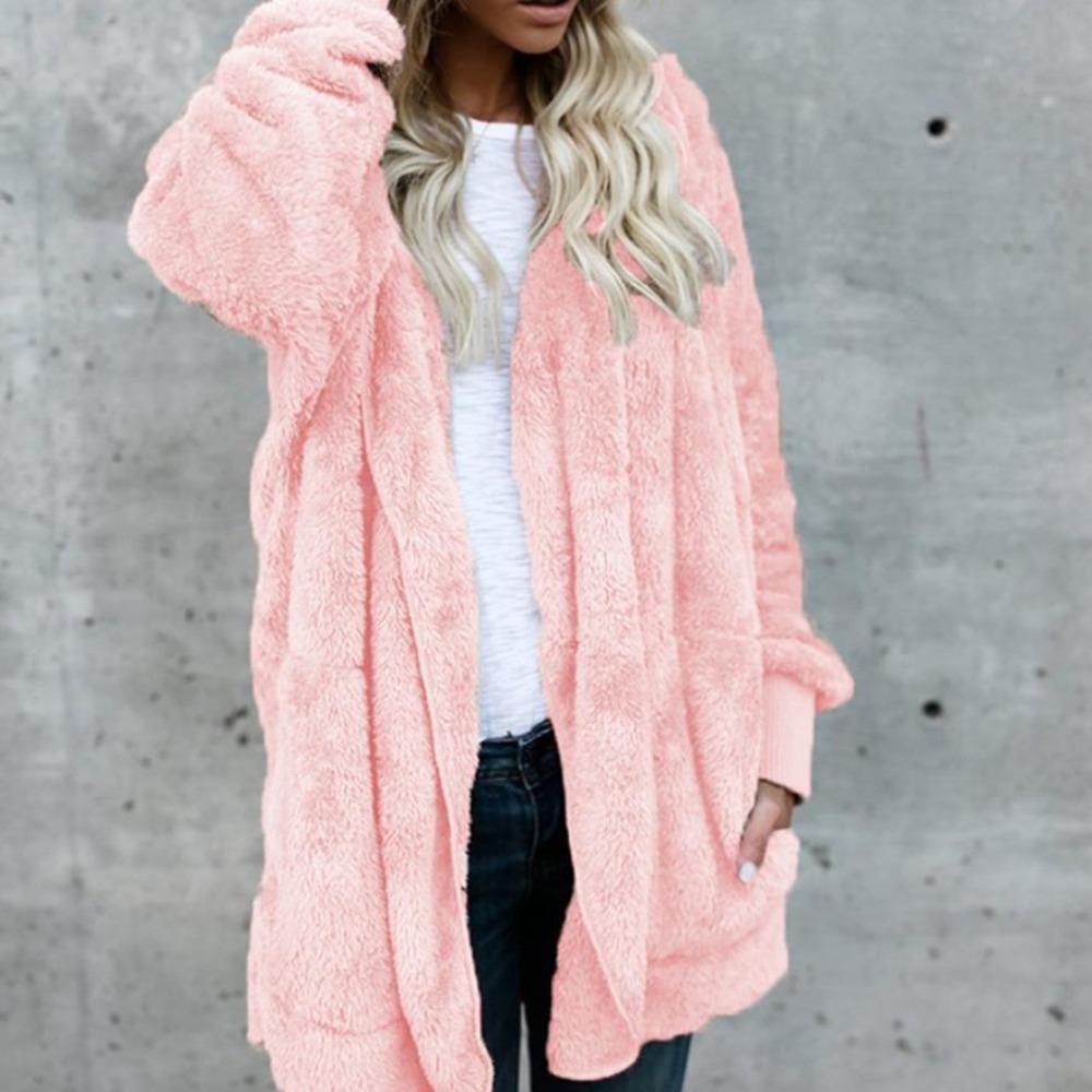 Women's Winter Furry Warm Coat Double Sided Anti Fur Plush Jacket Mid Length Autumn Winter Top
