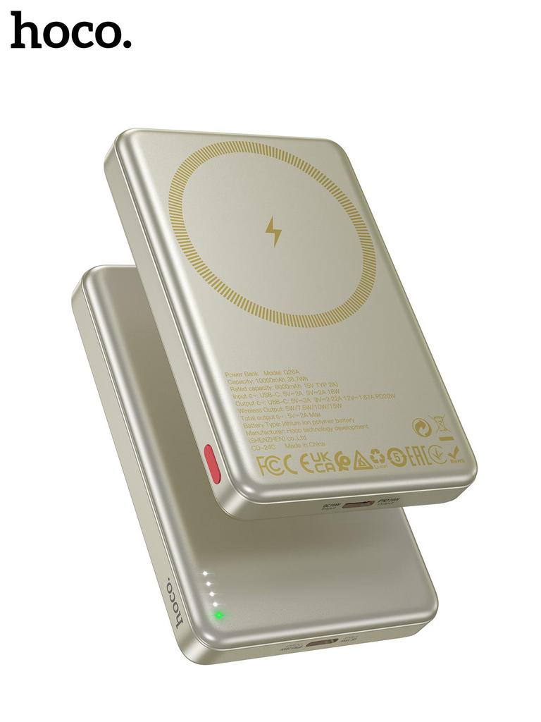 Hoco Q26A 10000mAh 15W Magnetic Wireless Power Bank with PD20W output Fast Charging, Compatible with MagSafe