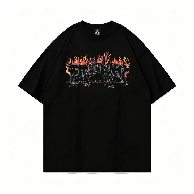 2030 Summer Thrasher Skateboard Magazine Letter Print T-Shirt Men Women Oversized Cotton Short Sleeve Casual Streetwear Tee Top