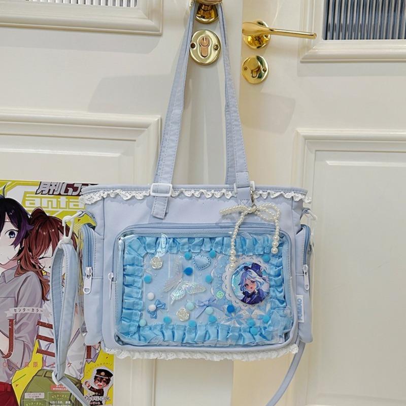 Japanese Ins Girl Soft Girl Shoulder Bag Y2K JK Uniform Transparent Ulzzang Ita Bag Student Commuting Tote Bag Bolsos Para Mujer