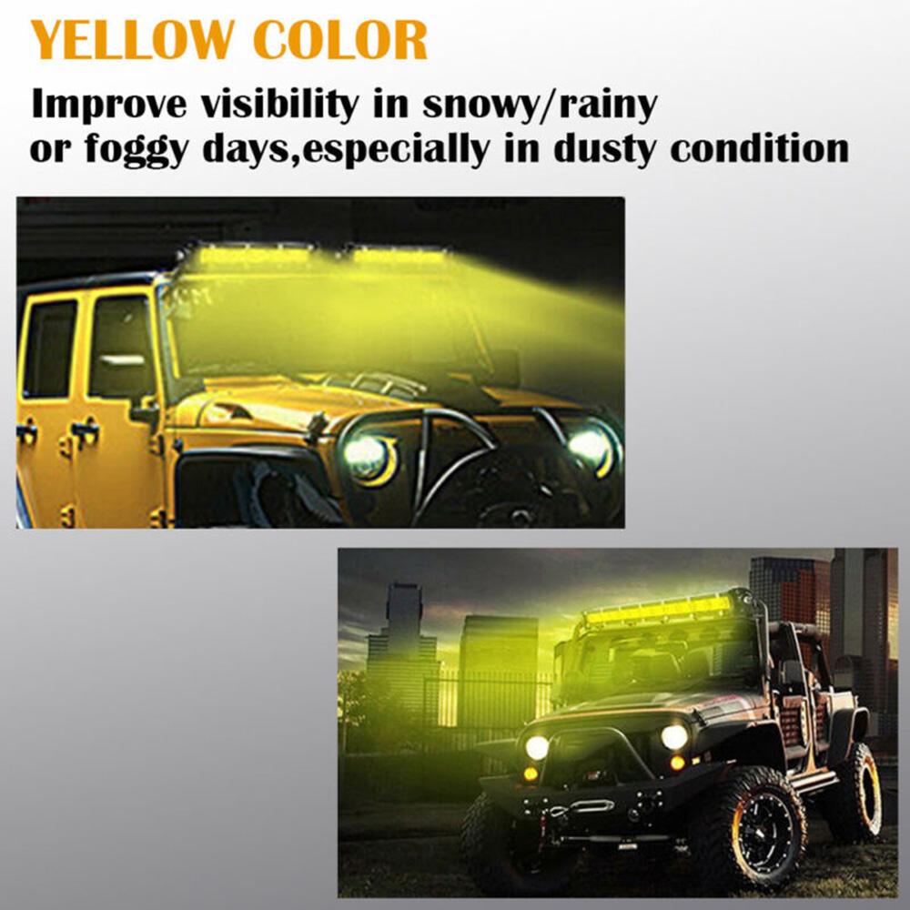 7in 60W Yellow Lens LED Work Light Bar Offroad Fog Driving Lamp IP68 Water Proof Car 4WD Truck Lamp