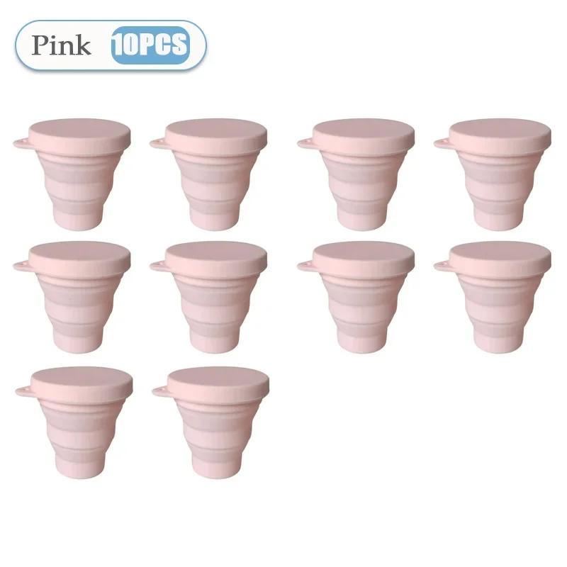 1-10Pcs 180Ml Silicone Collapsible Water Cup Outdoor Camping Travel Portable Foldable Lid Coffee Cup Sports Hiking Accessories
