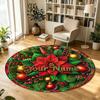 Christmas (5) Theme Circular Crystal Velvet Carpet Customized Name & Text Round Soft Floor Rug For Living Room Bedroom Decor