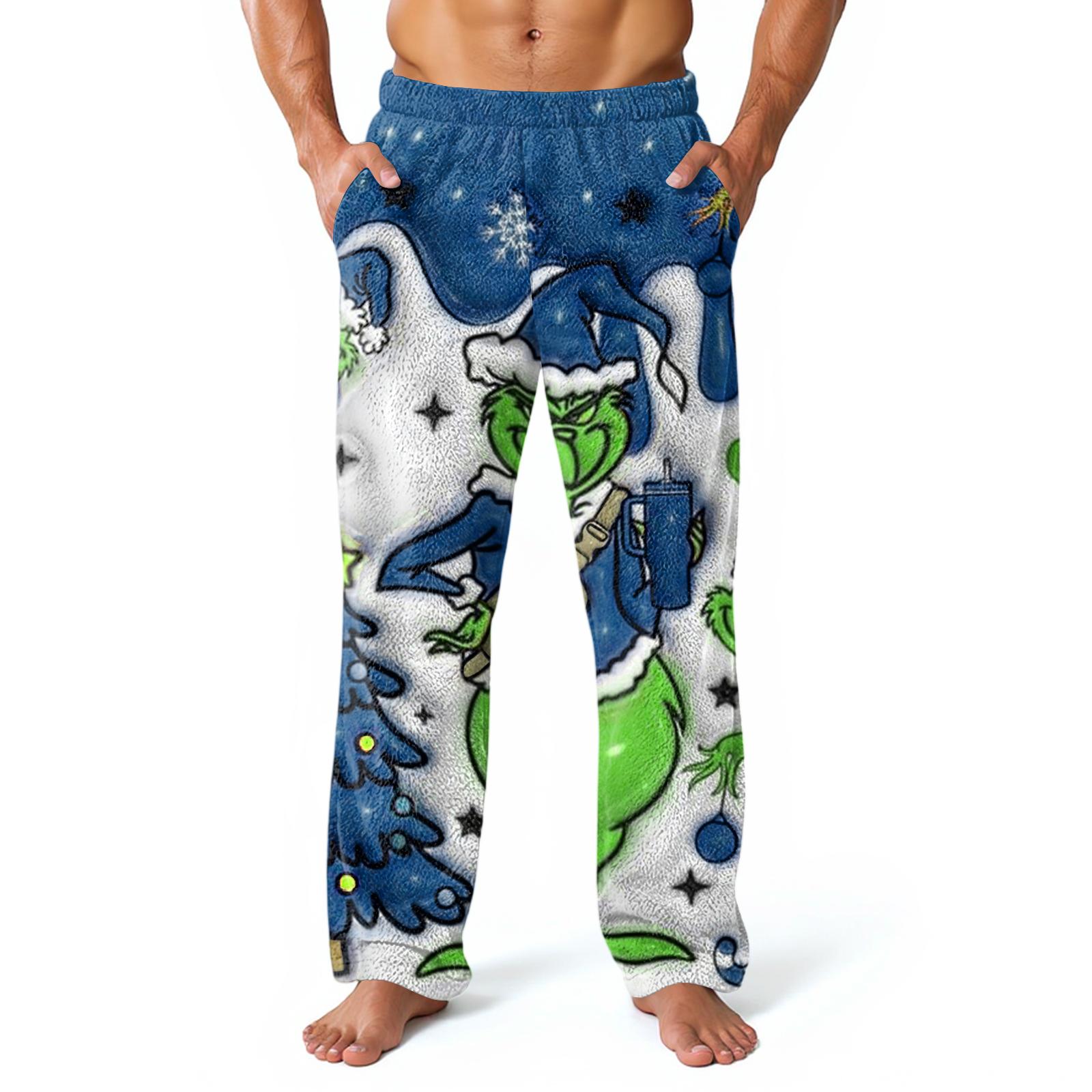 

Мужские домашние брюки с принтом по всей поверхности, пижамные брюки для сна, длинные брюки, пижамные брюки XXL небесно-голубой