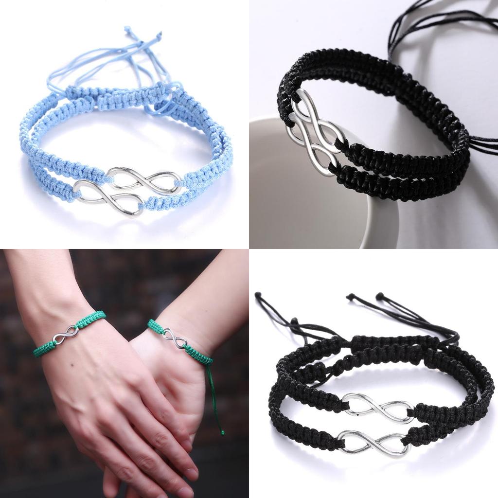 Handgjorda oändlighetssymbolarmband med justerbar flätad design för par och som present