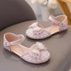 Girls' Half Sandals Summer Korean Version Soft Soled Children's Leather Shoes, Mid Size Children's Crystal Shoes, Baby Princess Shoes