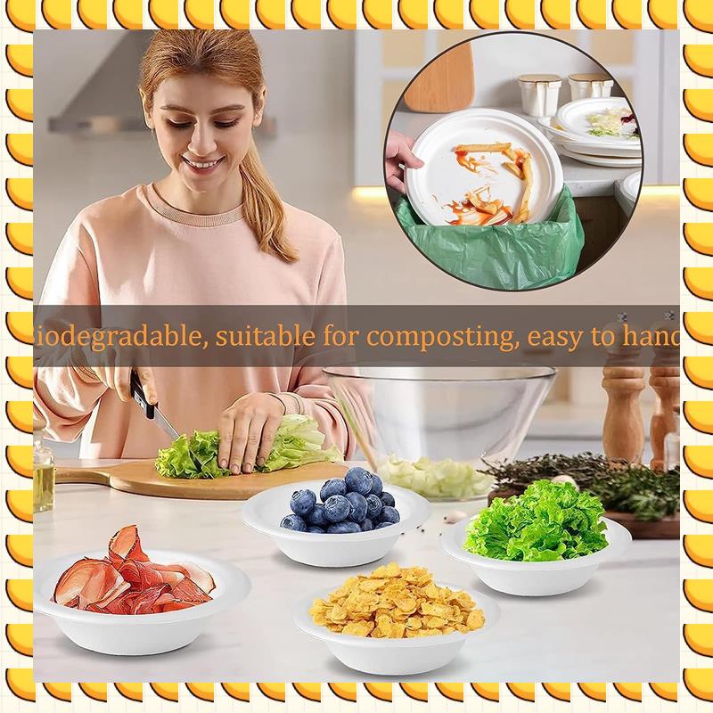 

BAAU 100Pcs Strong Disposable Paper Bowls,350Ml Disposable Sugarcane Paper Bowls Brown Super Rigid Biodegradable Durable Easy To коричневий