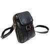 Men'S Genuine Leather Mobile Phone Bag Wearing Belt Waist Bag Multi-Function Shoulder Messenger Bag Black Cowhide Double Zipper Bag