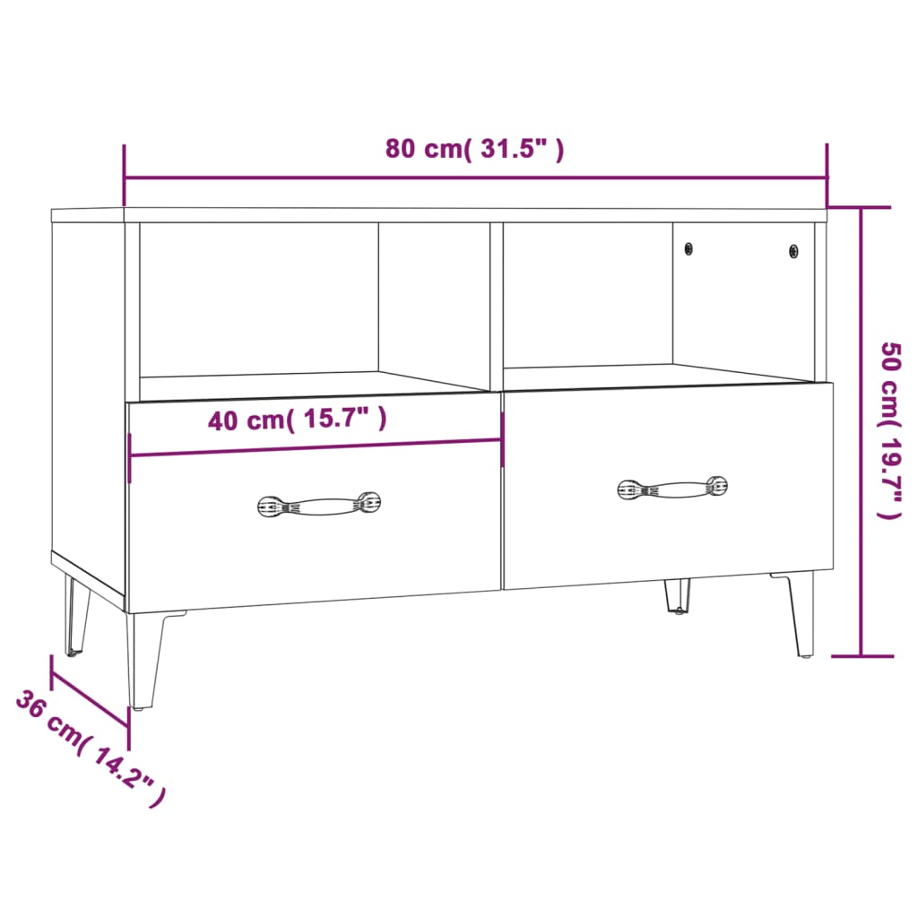 TV Stand in Black 80 x 36 x 50 cm Particleboard