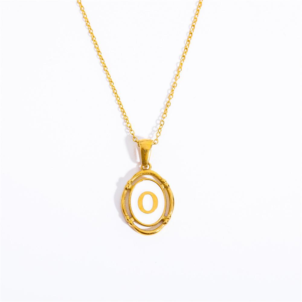 Color Retention 26 Letter Pendant Oval Necklace Necklace 26 Letter Electroplated Real Gold