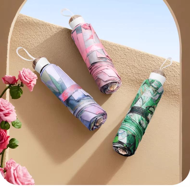 Double-Sided Floral Women's Umbrella: UV Protection, Sunshade, Folding, Dual-Use for Rain and Sun, Outdoor.
