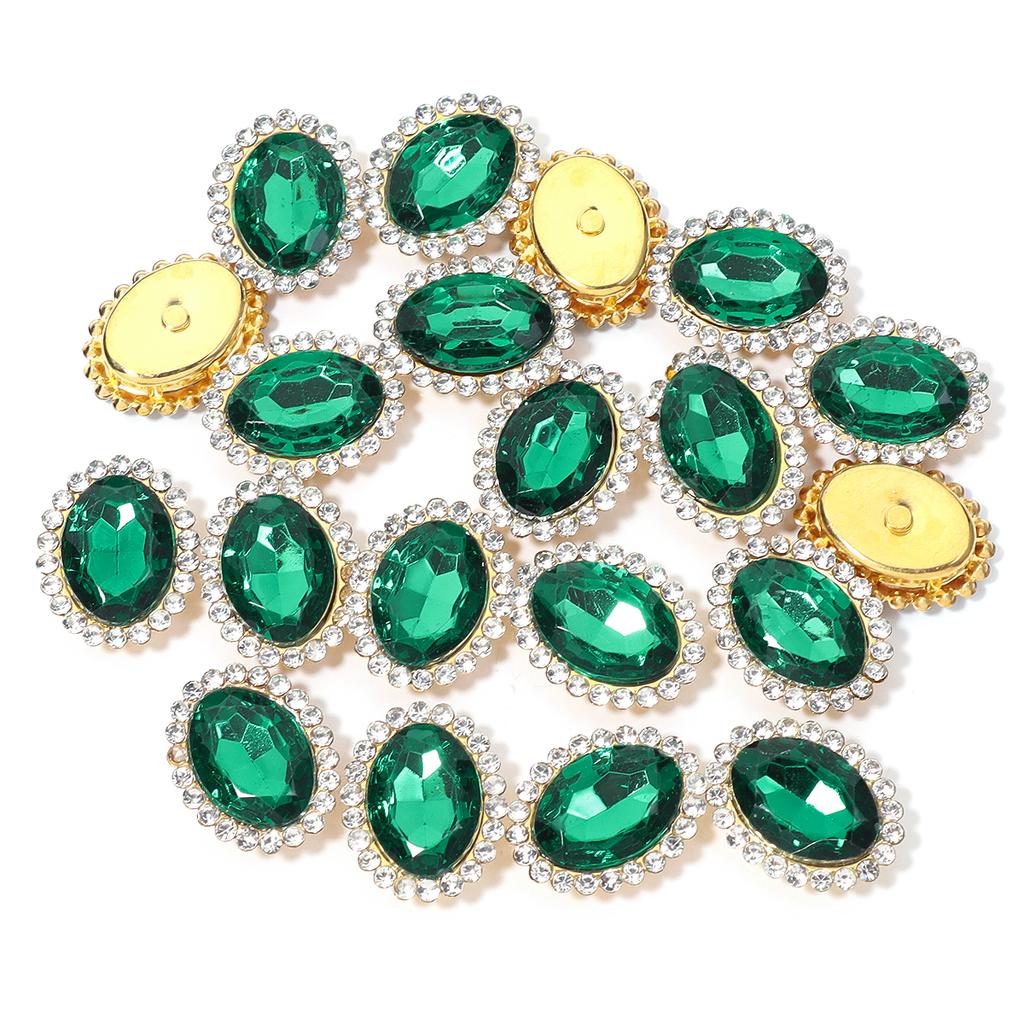 20pcs Oval Shape Sunflower Sew On Rhinestones Metal Gold Claw Base Acrylic Rhinestones Beads DIY Garment Decoration Accessories