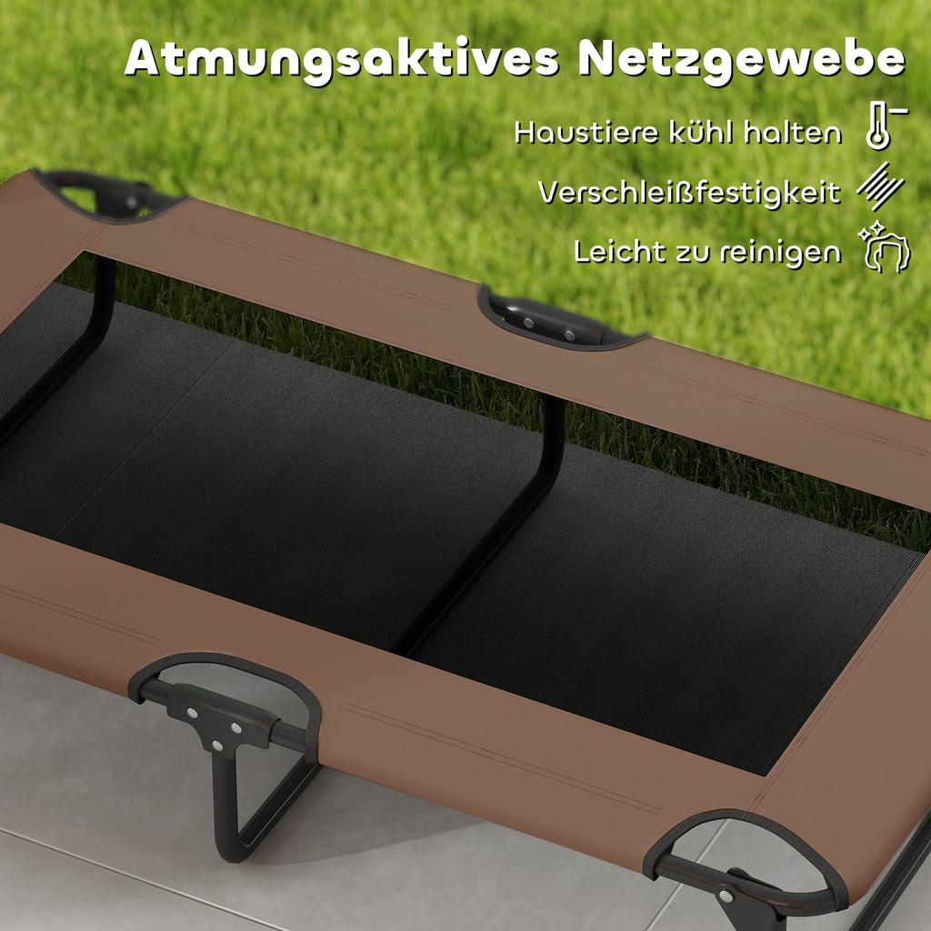 Portable Elevated Dog Bed, Elevated Pet Bed with Breathable Mesh, for Large Dogs, Coffee