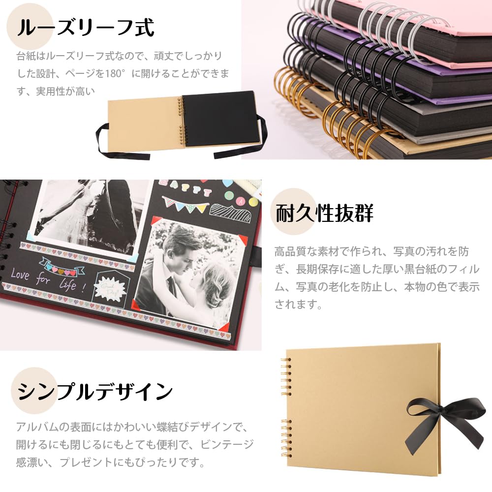 Handmade Large Original 10 Piece DIY 40 Adhesive Black 6 Color Paint A4 Photo Organizing Gifts Album, Photo, Capacity, Album, Set, Available, Sheets,