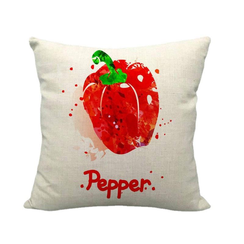 Watercolor Patterns Of Fruits And Vegetables Digital Printing Short Plush Pillow Covers For Sofa Office Cushion Cover Home Goods