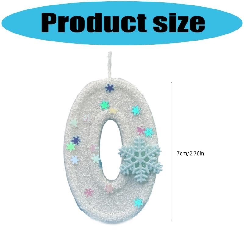652F Creative Gift Winter Snowflake Themed Birthday Number Durable Paraffins Wax Perfect For Themed Celebration Decors
