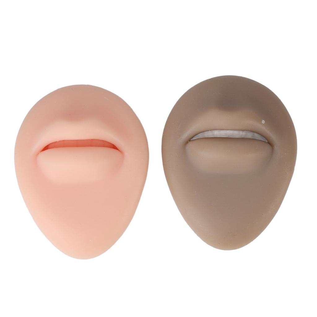 2Pcs Silicone Lip Model With Display Stand Simulated 3D Thickened Lip Piercing Practice Model