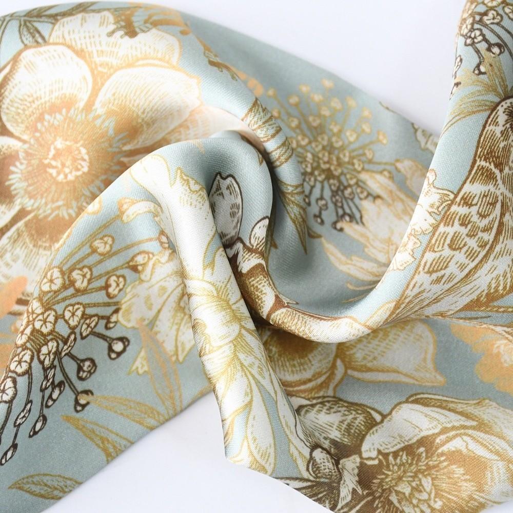 Pearl Diamond Silk Scarf Korean Retro Women's Scarf Chain Magnetic Buckle Scarf  Effortless Styling