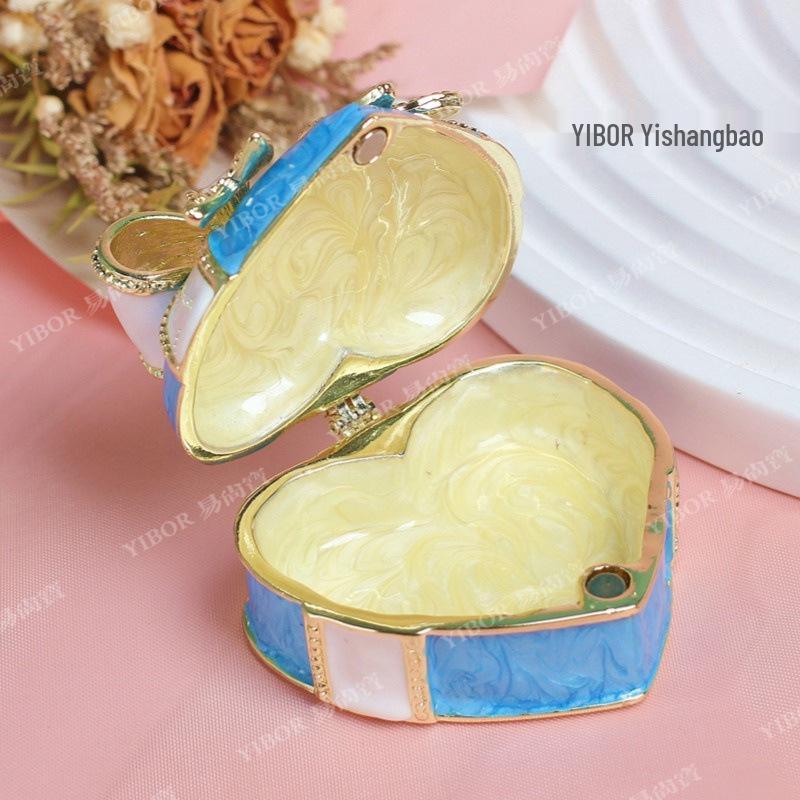 Cloisonné Enamel Bowknot Princess Jewelry Box - Heavy Duty Wedding Ring Storage
