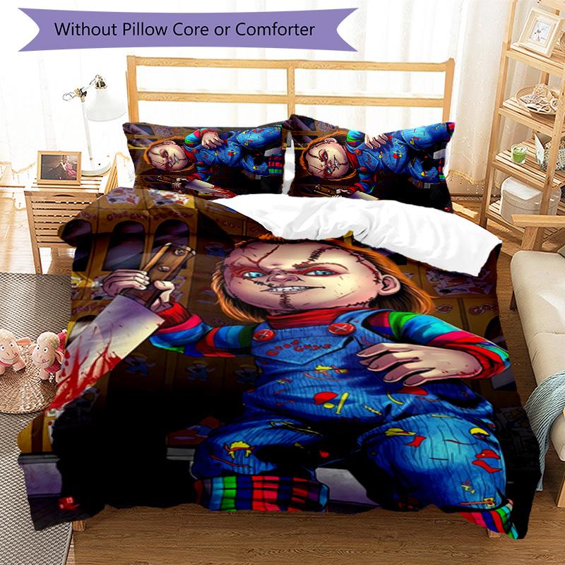 Chucky 3pcs Bedding Set Duvet Cover Closure Includes 1 Duvet Cover & 2 Pillowcases for All Seasons Bedroom Home Dorm Decor