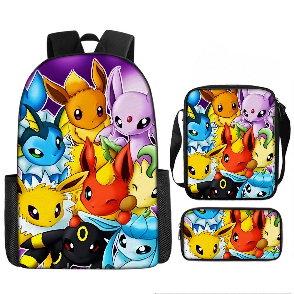 Elementary School Backpack Set 3-Piece Large Capacity Fashion Oxford Cloth Shoulder Bag