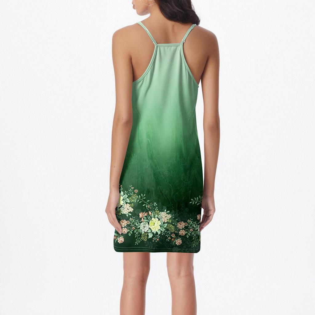 Women's Printed Sleeveless Shoulder Strap Workwear Sleepwear Dress