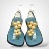 Used LOUIS VUITTON Strap Sandals Flower Leather Blue