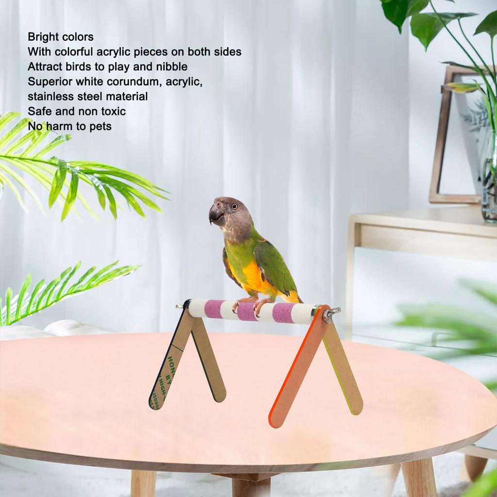 Bird Training Stand Colorful Acrylic Sheet Rough Surfaced Corundum Desktop   Training Stand for  s Pet Birds