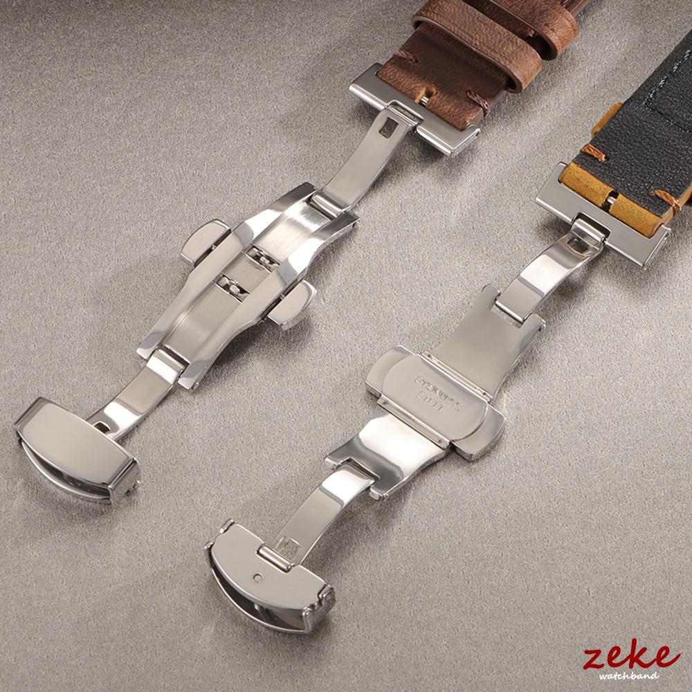 Vintage Leder Uhrenarmband Faltschließe Naht Rindsleder Armband für Omega 18/19/20/21/22/24mm Braun Handgelenkarmband für Seiko