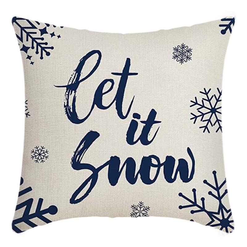 New Christmas Pillowcase Linen Digital Printed Short Plush Christmas Pillowcase Cushion Cover