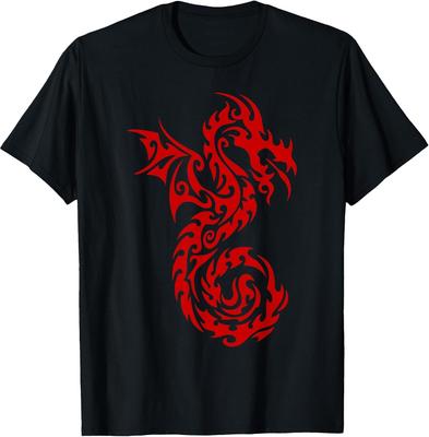 Red Tribal Dragon T-Shirt Chinese Firedrake Art Print T-Shirt