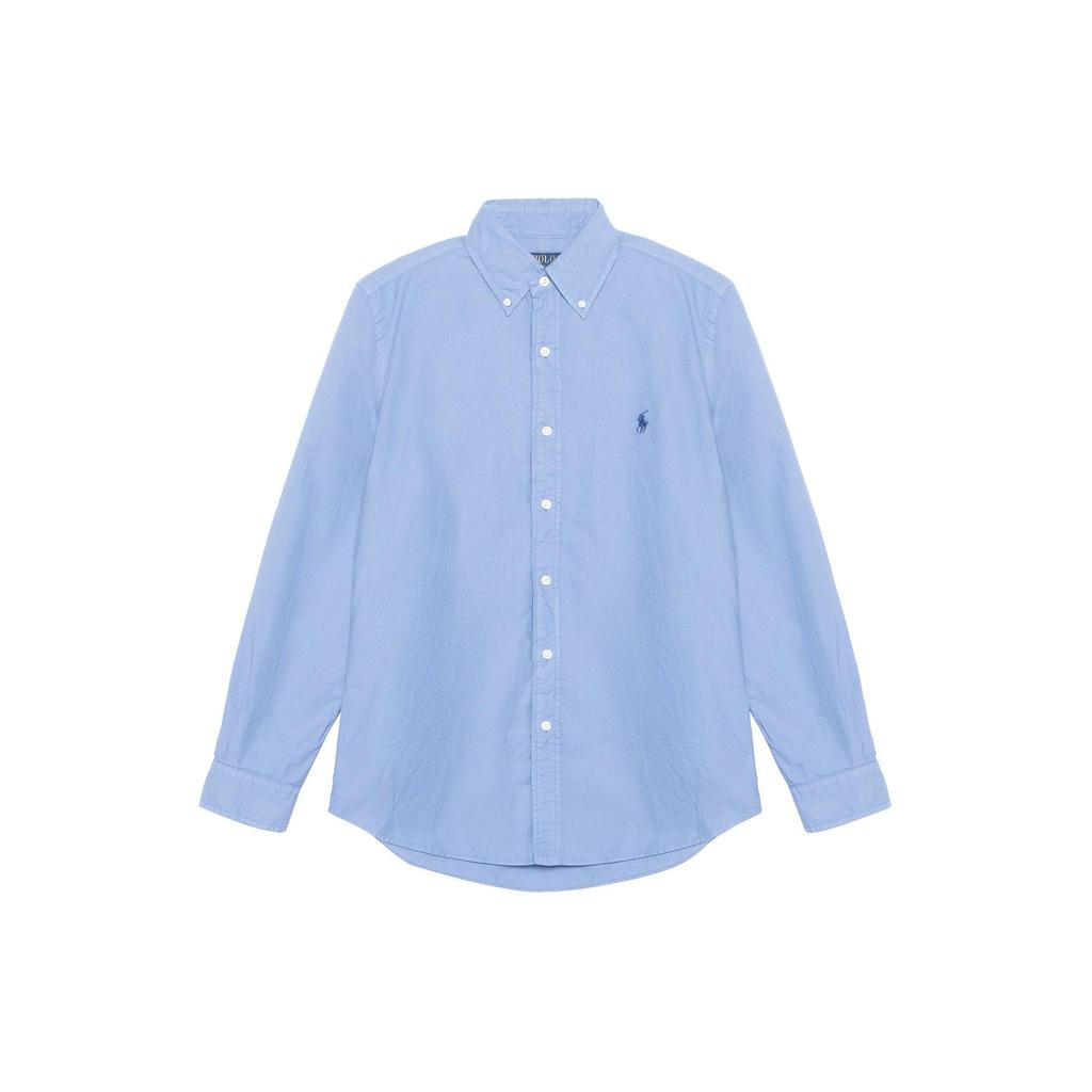 Polo Ralph Lauren SS23 Logo Embroidered Oxford Long Sleeve Shirt Men Shirts Light-Blue 710729232-004
