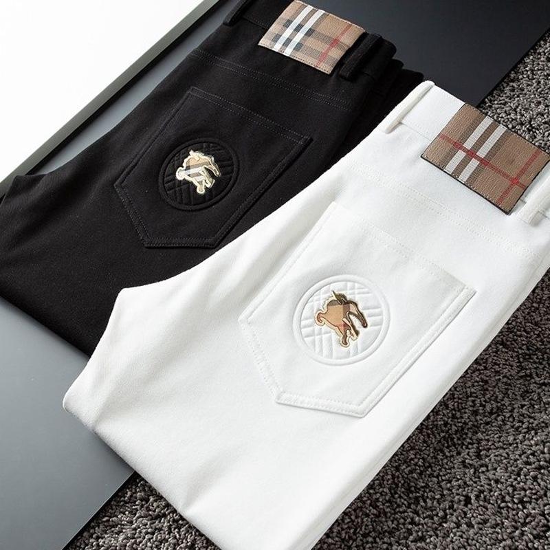 Kırışmaya Dayanıklı Dar Kesim Erkek Beyaz Kot Pantolon - Yıkanabilir, Düz Bacak, İş Günlük Giyim, Hafif Lüks, Sonbahar & Kış Trend Marka.