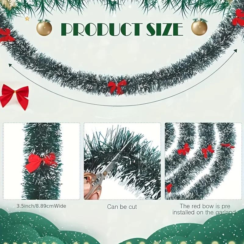 Christmas Tree Decoration: 5-Meter Christmas Wreath - Strip, Bow, Flower Decoration, Colorful Strip