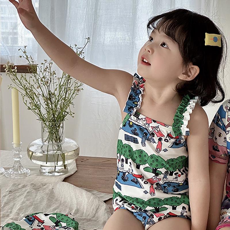 

Детский быстросохнущий слитный купальник 2025 - Милые пляжные купальники для брата и сестры 130cm зелёный